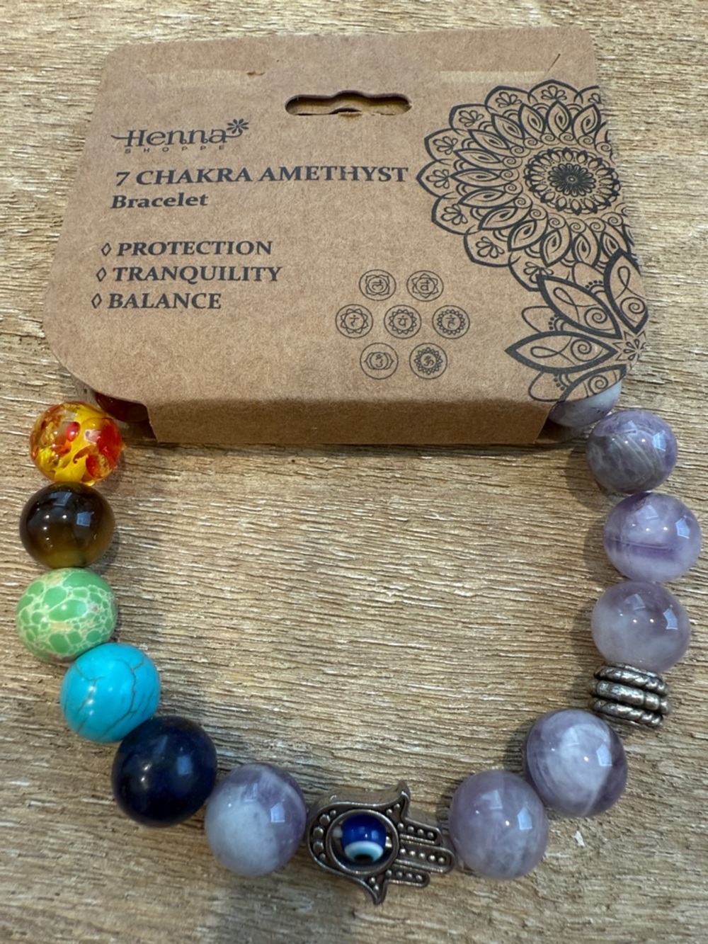 7 Chakra Amethyst Evil Eye Bracelet - Multicolor